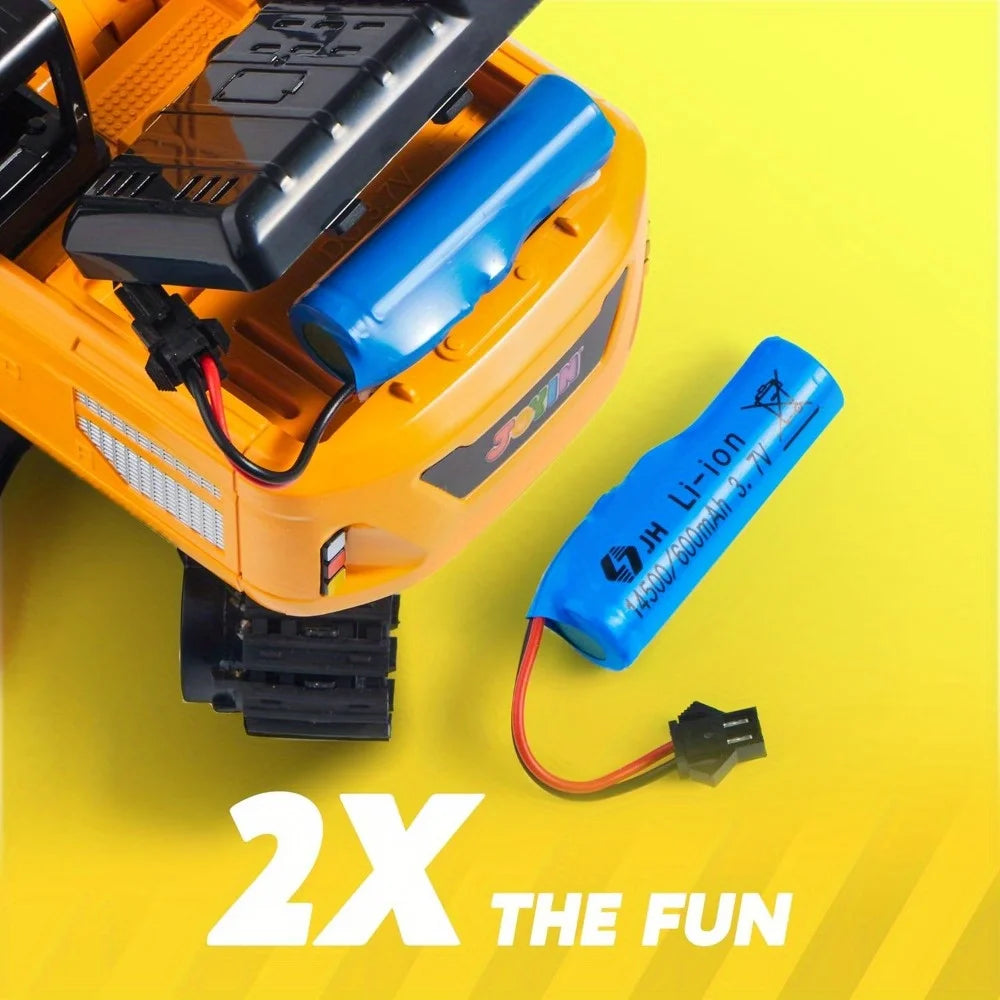 JOYFY 2.4Ghz RC Remote Control Excavator Toys with Light Construction Toys for Boys Birthday Chirstmas Gift