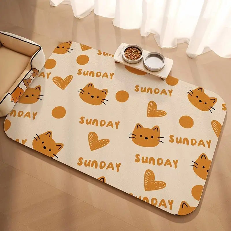 Pet Feeding Mat For Cat Dog - Waterproof Quick-drying Food Water Bowl Placemat - Home Floor Protection & Anti-spill