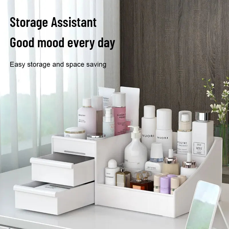 1pc White New Drawer Makeup Storage Box - Dormitory Finishing Plastic Shelf