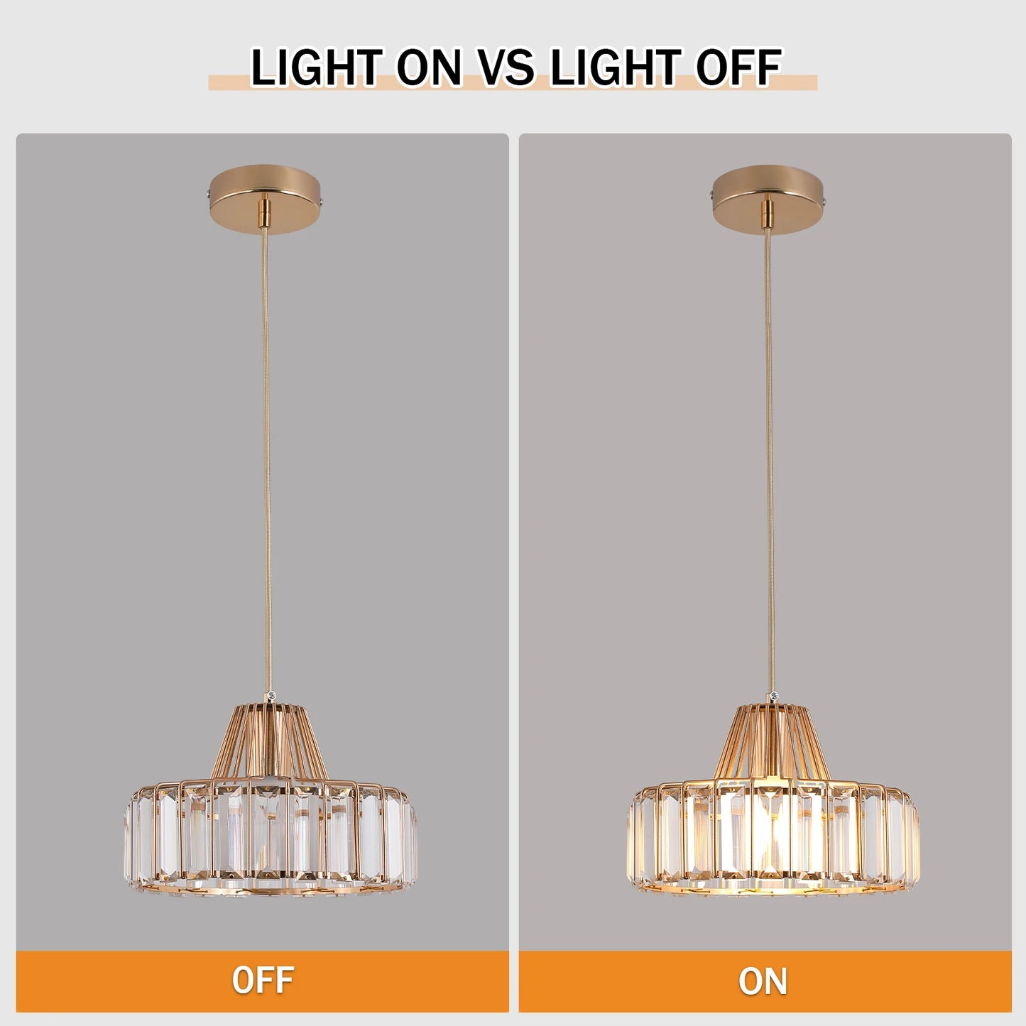 Crystal Pendant Light Modern Chandelier E27/E26 Bulb Luxury Hanging Ceiling Lamp Home Lustre Fixture Dining Table Kitchen Island