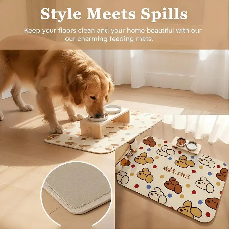 Pet Feeding Mat For Cat Dog - Waterproof Quick-drying Food Water Bowl Placemat - Home Floor Protection & Anti-spill