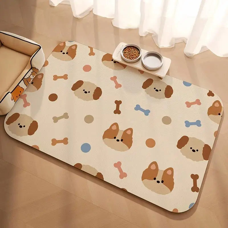 Pet Feeding Mat For Cat Dog - Waterproof Quick-drying Food Water Bowl Placemat - Home Floor Protection & Anti-spill