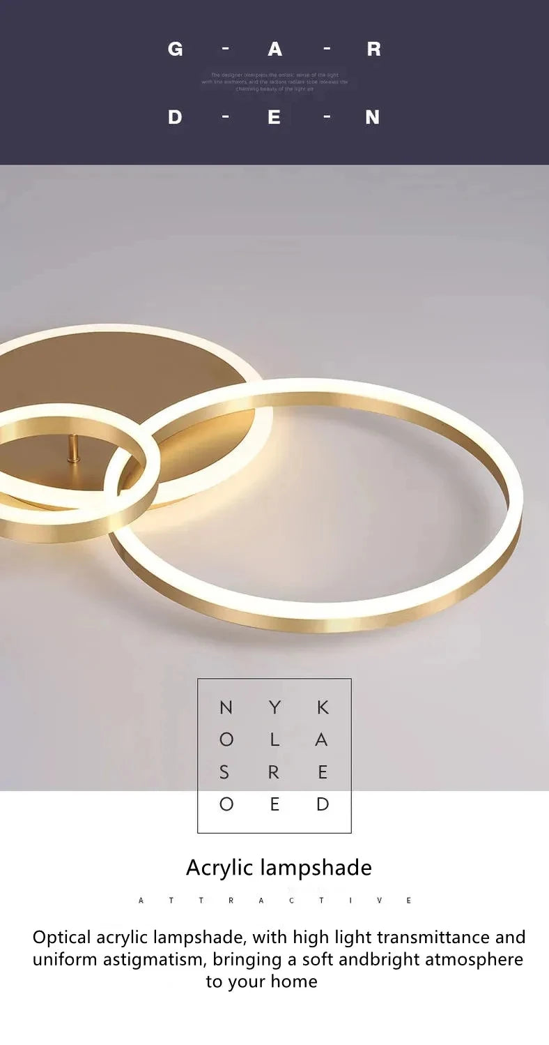 Modern LED Chandelier Ceiling Light - Round Ring Lustre