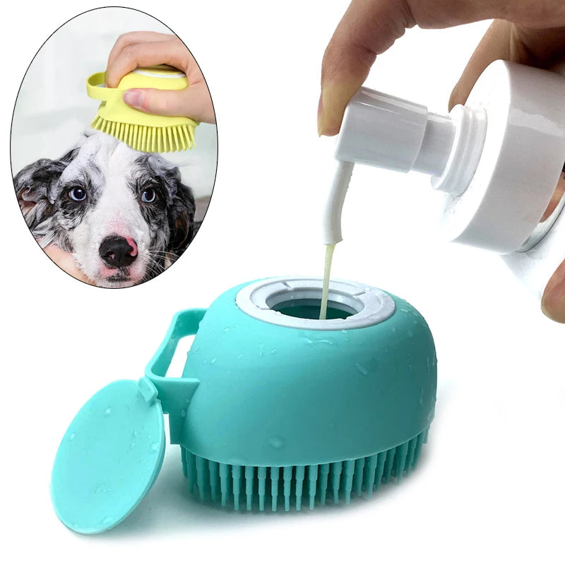 Dog or Cat Bath Massage Brush - Soft Safety Silicone