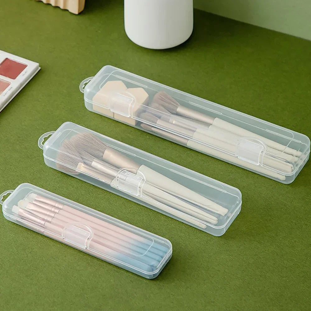 Portable transparent dustproof plastic tableware box Rectangle Case For spoons forks chopsticks straws makeup brush storage box