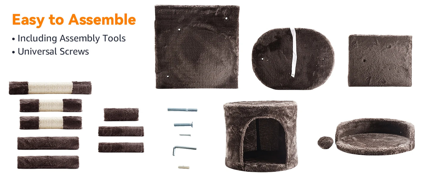 SKSBTF Cat Trees Tower Cat Climbing Frame For Indoor Cats With Scratching Posts Cat House Padded Top Perches and Condos Cat Toys