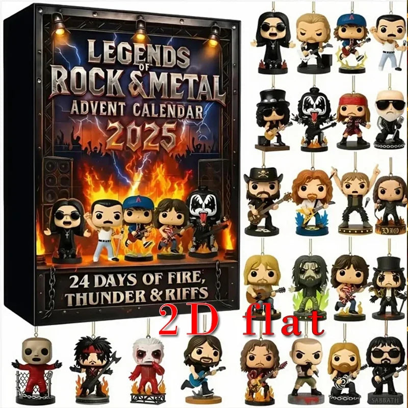 2026 Rock and Metal Advent Calendar 2D Flat Acrylic Iconic Music Character Collection Is Suitable for Rock and Metal Fans' Gifts