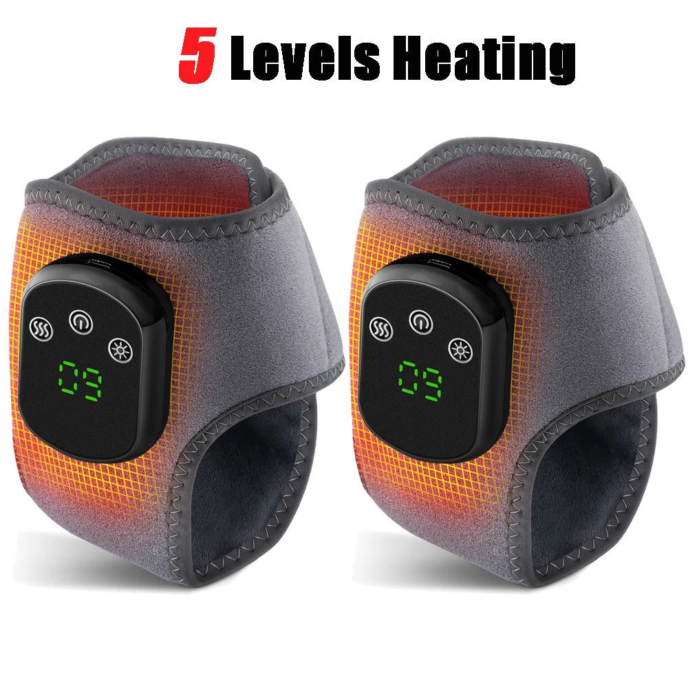 1 Pair Foot Ankle Brace Belt 3 Levels Adjustable Hot Compress Vibration Massage Foot Ankle Guard Band Carpal Tunnel Foot Protect