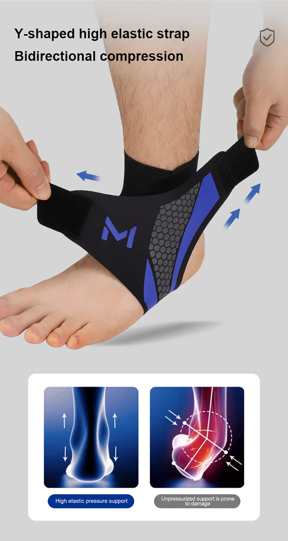 GTUBIKE 1PC Ankle Brace & Elastic Supports for Men and Women,Foot Support Ankle Compression Sleeve,Foot Wrap Ankle Brace Sleeves