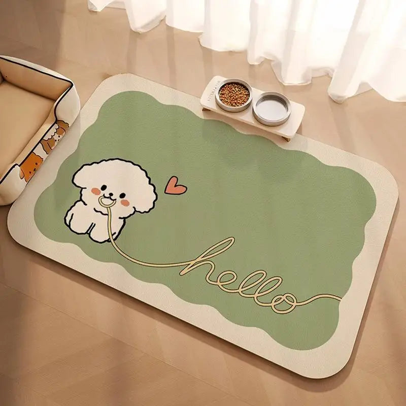 Pet Feeding Mat For Cat Dog - Waterproof Quick-drying Food Water Bowl Placemat - Home Floor Protection & Anti-spill