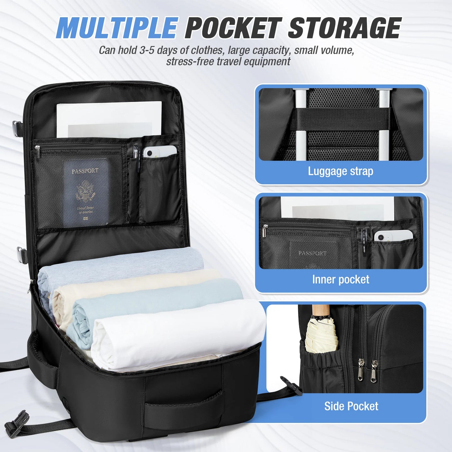 Cabin Luggage 40x30x20 Bag, Men's Backpack Large Capacity Multi-Pocket Travel Backpack, Airplane Backpack Men's Laptop Backpack