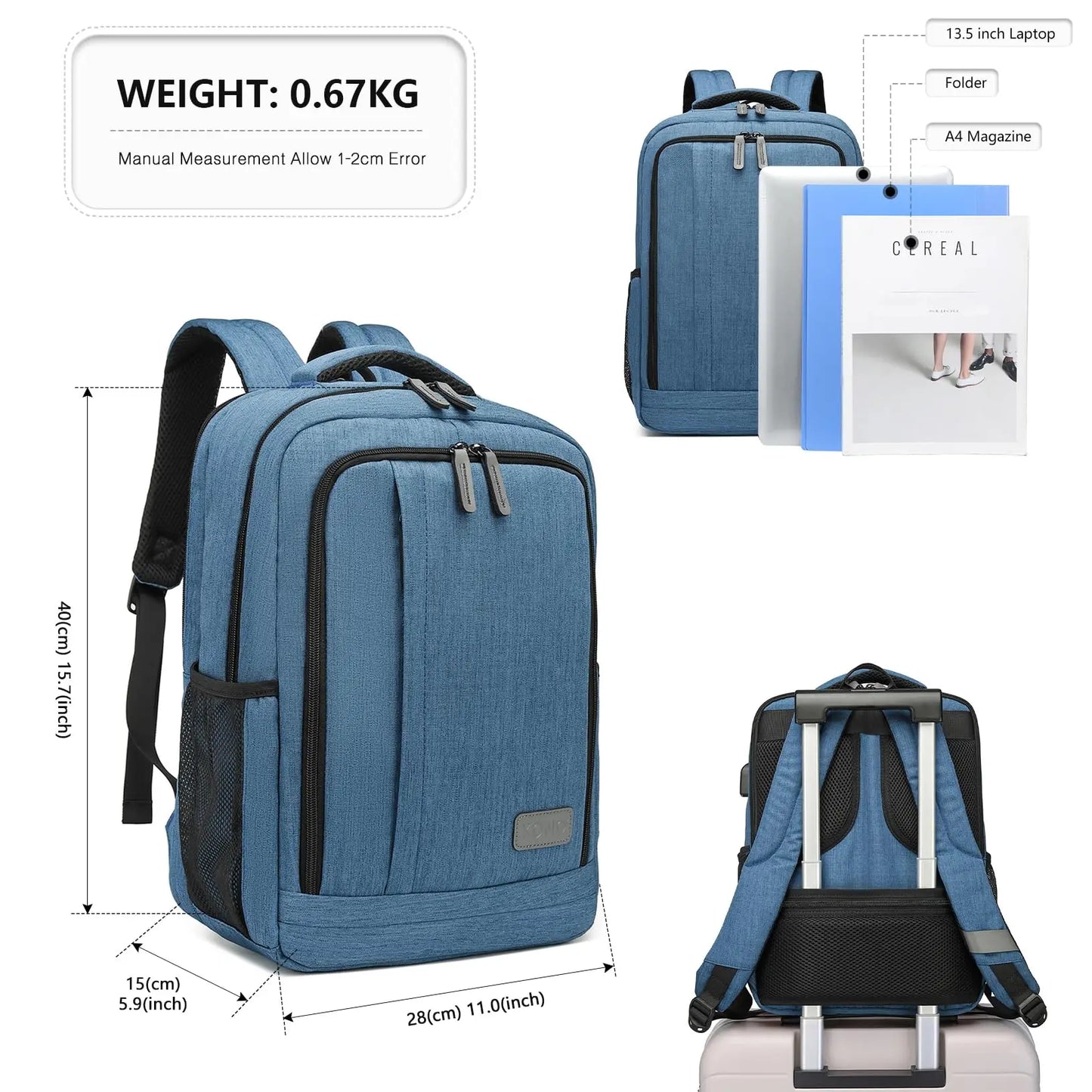 15.6 Inch Laptop Backpack for Men & Women - Business Travel, College, Work Computer Bag & Casual Daypack Rucksack