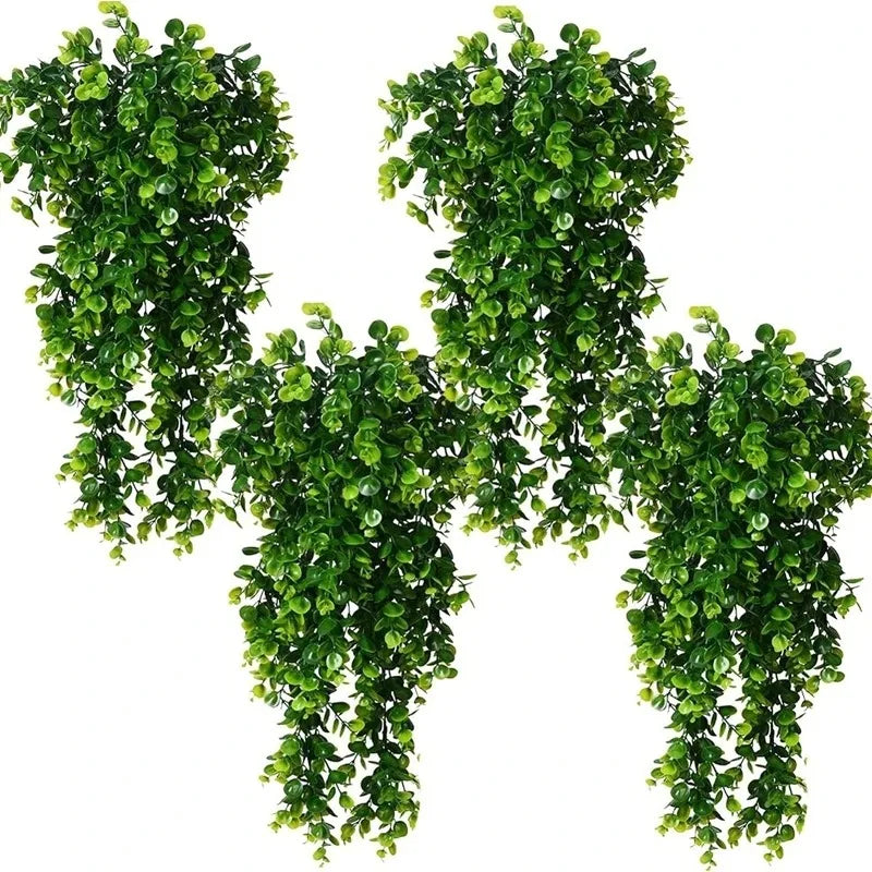 Green Artificial Eucalyptus Vine Wall Hanging Fake Plants Vine for Home Room Decor Garden Wedding Decoration Outdoor Ornament