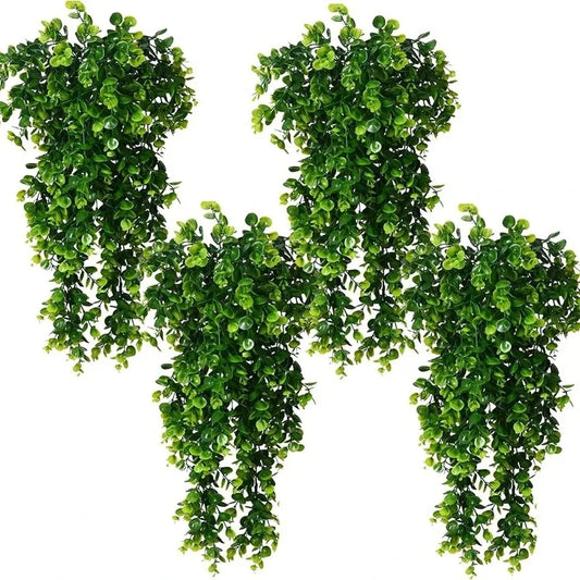 Green Artificial Eucalyptus Vine Wall Hanging Fake Plants Vine for Home Room Decor Garden Wedding Decoration Outdoor Ornament