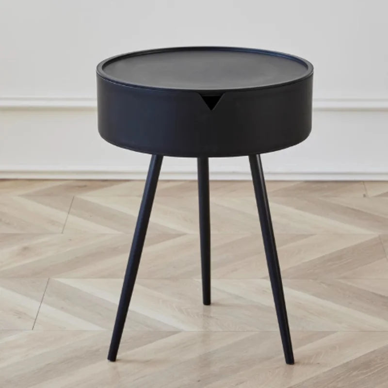 Round Nightstand with Storage - Bedside Table for Bedroom, Small Side Table for Living Room