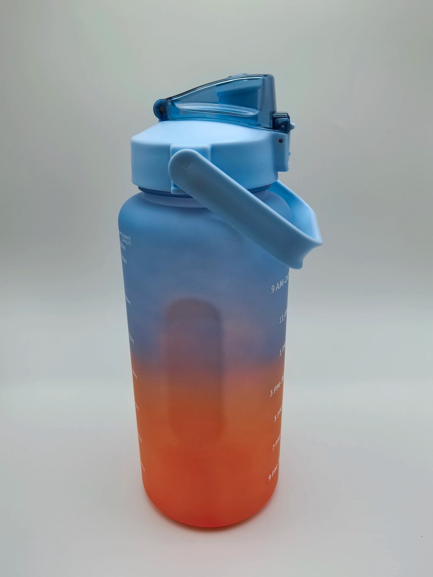 2000ML colourful Sports Water Bottle with Time Marker and Leak-proof Cup