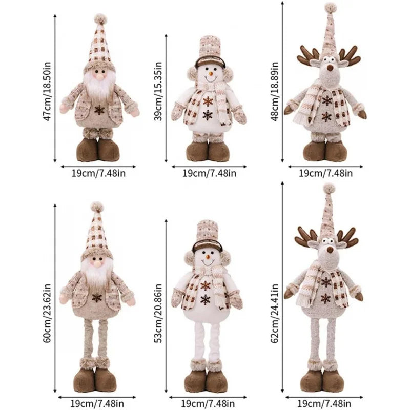 Christmas Decorations Adjustable Extendable Santa Snowman Reindeer Dolls - Indoor Tabletop Ornaments Gifts