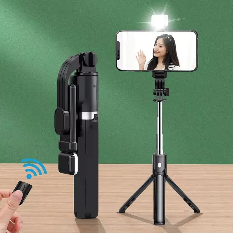 New Tripod for Smartphone Camera, Stand with Bluetooth Shutter and Light, Wireless Selfie Stick Brackets with Phone Holde