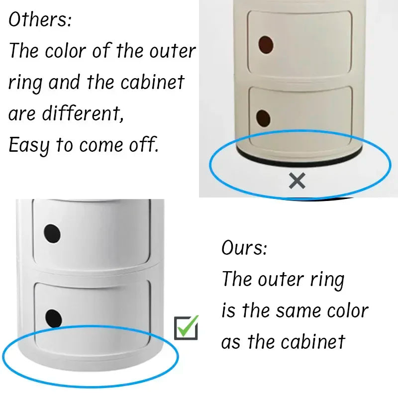 Creative Plastic Bedside Table - Modern Minimalist Round Storage Cabinet
