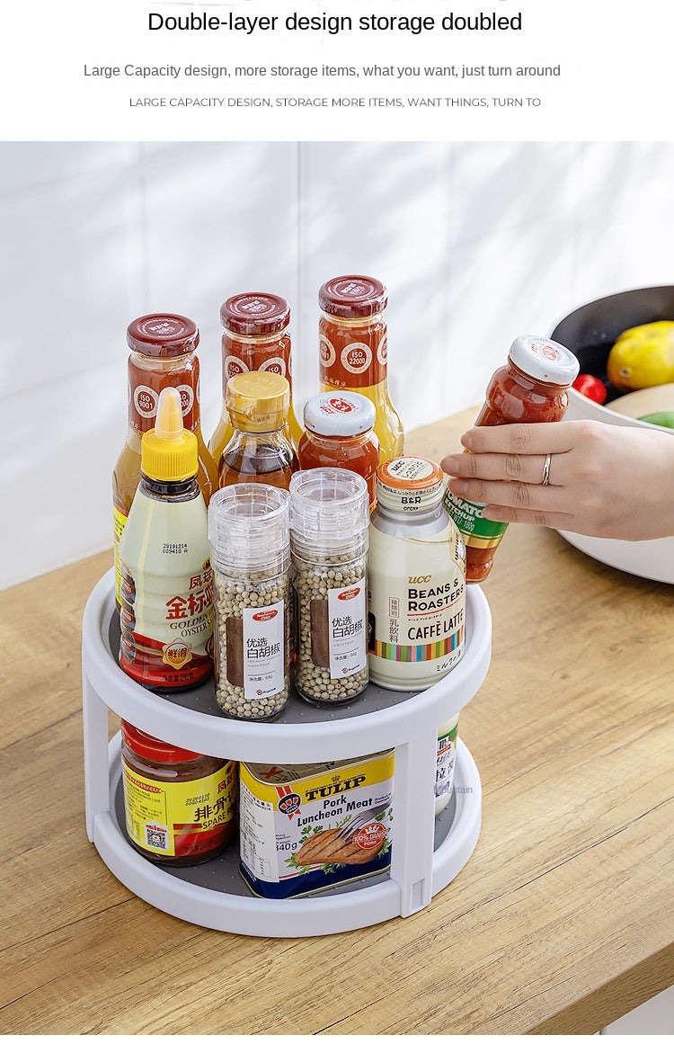 1/4Pcs 360 Rotatable Anti Sliding Kitchen Condiment Rotatable Storage Rack Tableware Cabinet Round Multi Functional Storage Rack