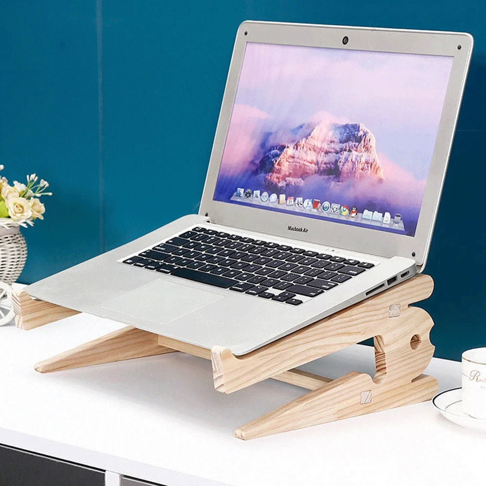 Solid Wood Laptop Stand Removable Vertical Bracket Cooling Base For Macbook Air Pro Accessories Convenient