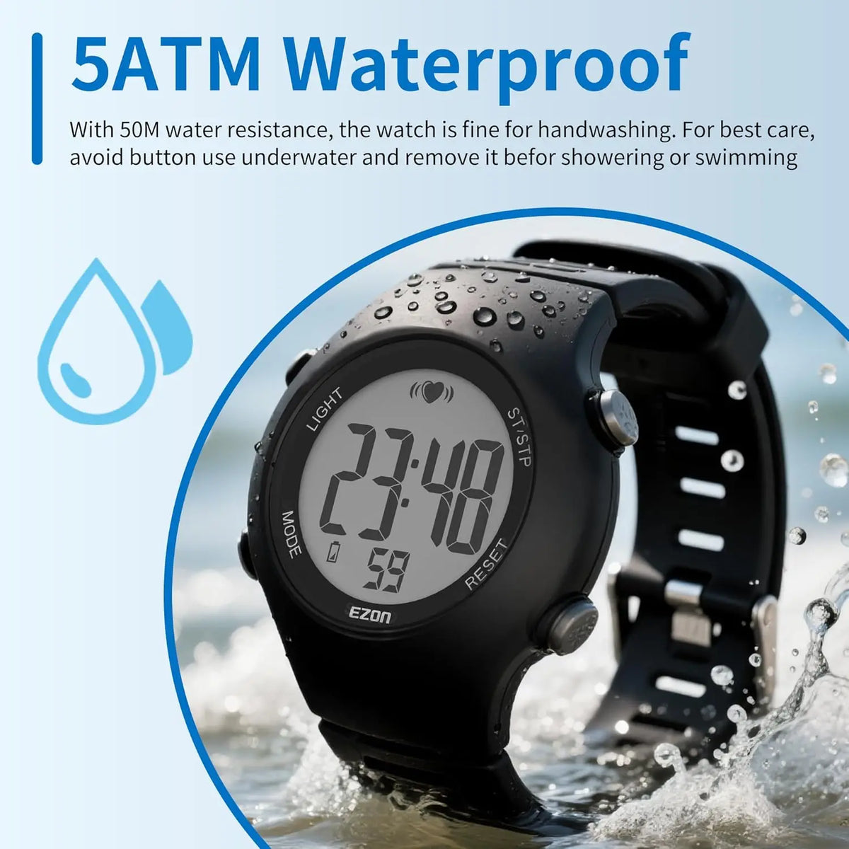 50M Waterproof Heart Rate Monitor Sport Fitness Watch Men Women Outdoor Cycling Sport Wireless With Chest Strap Heart Rate