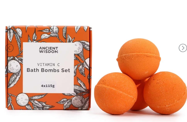 Set of 4 Vitamin C Bath Bombs – Aromatherapy Quartet