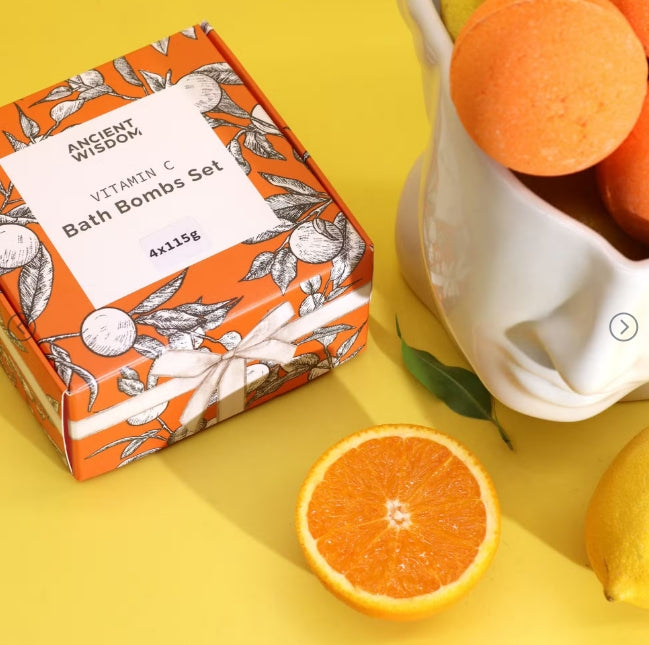 Set of 4 Vitamin C Bath Bombs – Aromatherapy Quartet