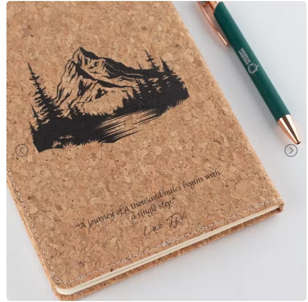 80 leaf A5 Intention Note Book - LCD Wipe Screen - Cork Leather Effect