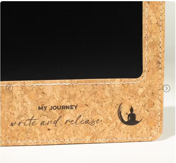 80 leaf A5 Intention Note Book - LCD Wipe Screen - Cork Leather Effect