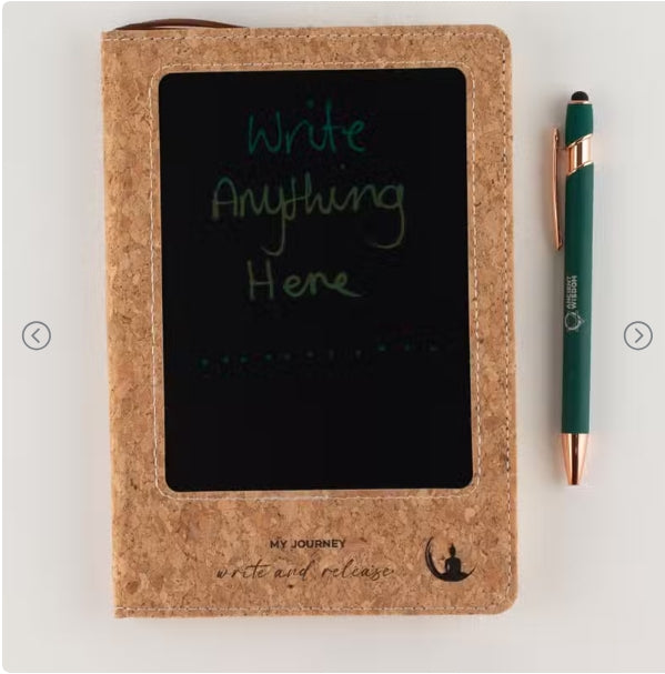 80 leaf A5 Intention Note Book - LCD Wipe Screen - Cork Leather Effect