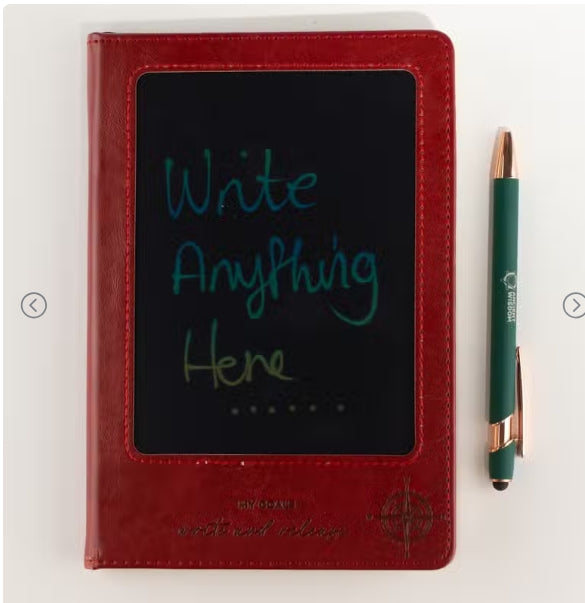 80 leaf A5 Intention Note Book - LCD Wipe Screen - Cork Leather Effect