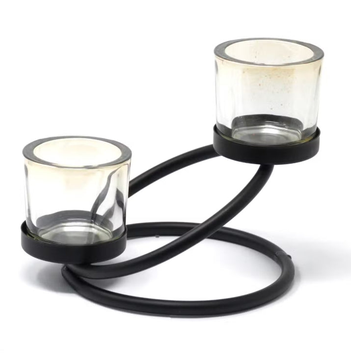 Centrepiece Iron Votive Candle Holder - 2 Cup Double Step