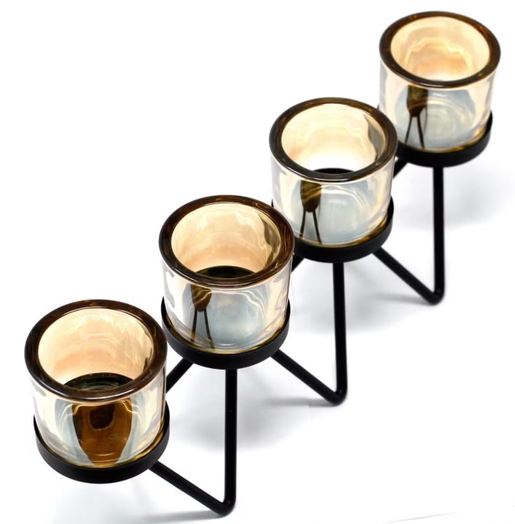 Centrepiece Iron Votive Candle Holder - 4 Cup Zig Zag