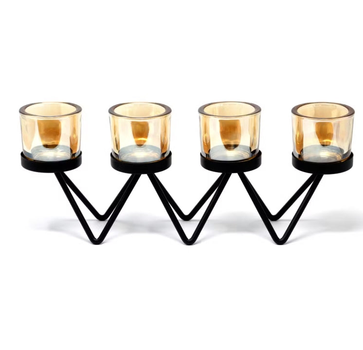 Centrepiece Iron Votive Candle Holder - 4 Cup Zig Zag