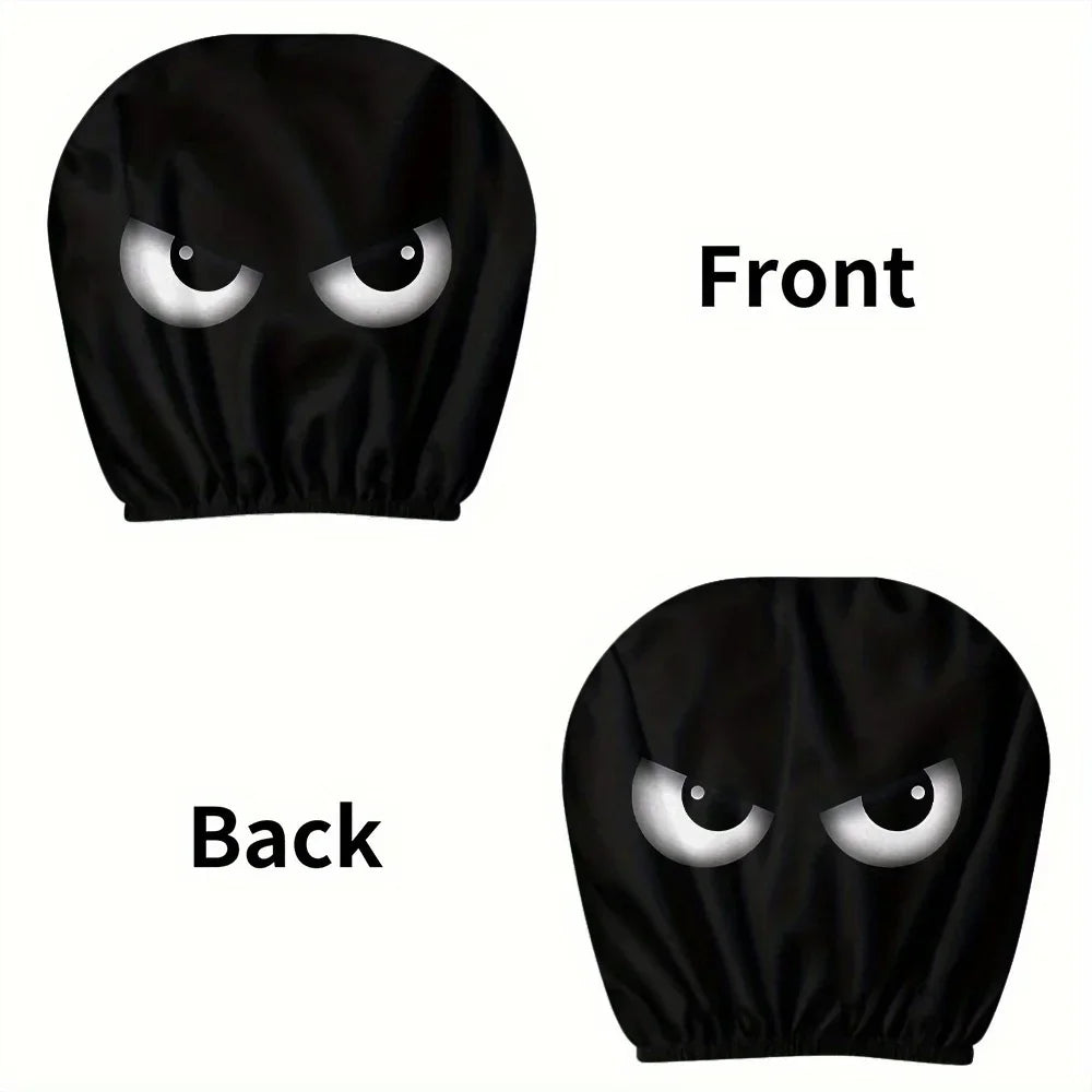 2PCS Funny Slanted Eyes Car Headrest Covers for Halloween or seasonal parties