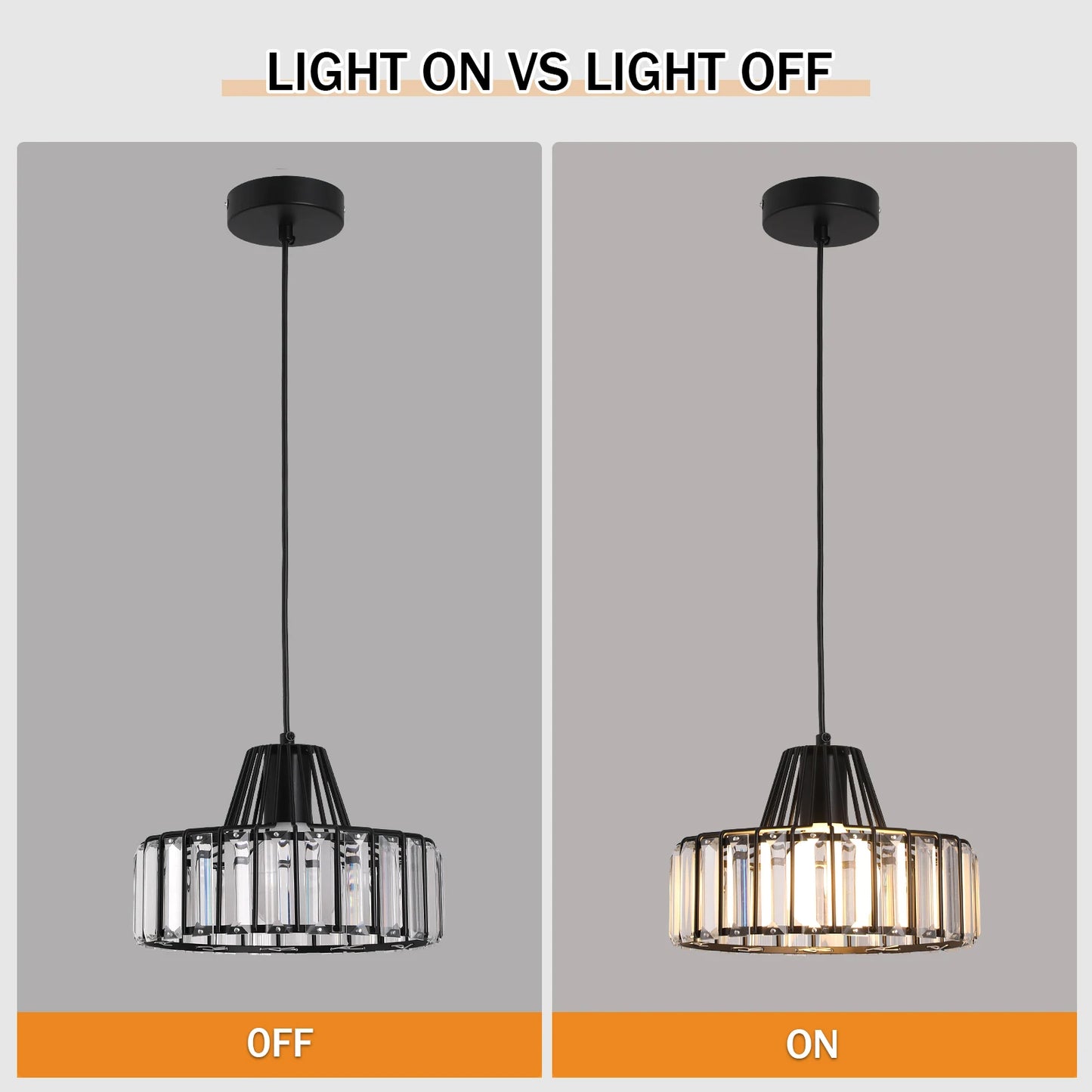 Crystal Pendant Light Modern Chandelier E27/E26 Bulb Luxury Hanging Ceiling Lamp Home Lustre Fixture Dining Table Kitchen Island