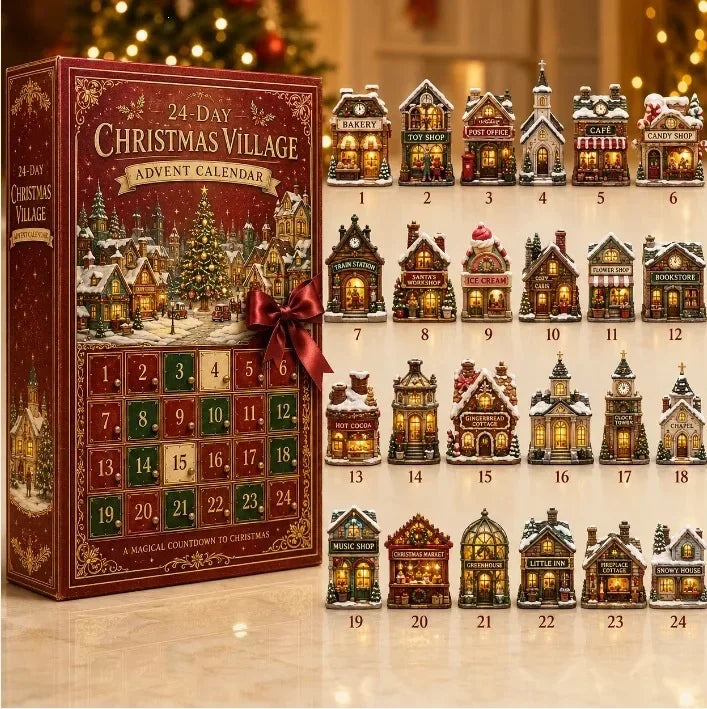 24-Day Mini Christmas Brick Ornament Advent Calendar,2D Acrylic Christmas Tree Backpack Pendant Holiday Countdown Gift