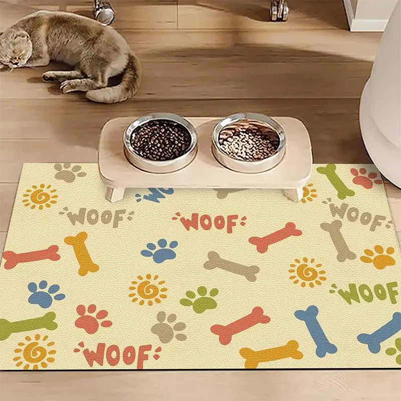 Pet Feeding Mat For Cat Dog - Waterproof Quick-drying Food Water Bowl Placemat - Home Floor Protection & Anti-spill