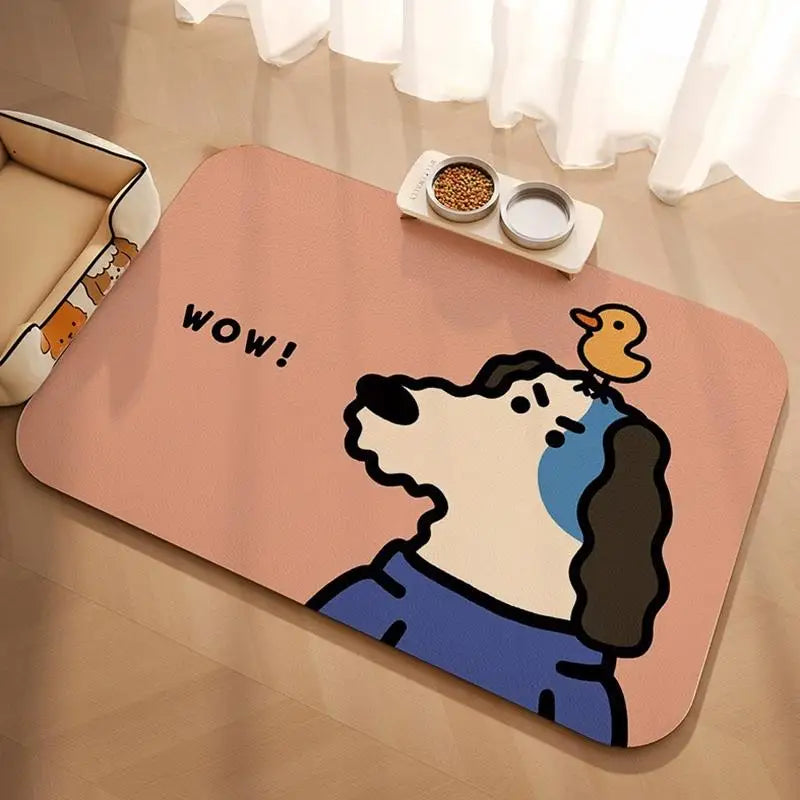 Pet Feeding Mat For Cat Dog - Waterproof Quick-drying Food Water Bowl Placemat - Home Floor Protection & Anti-spill