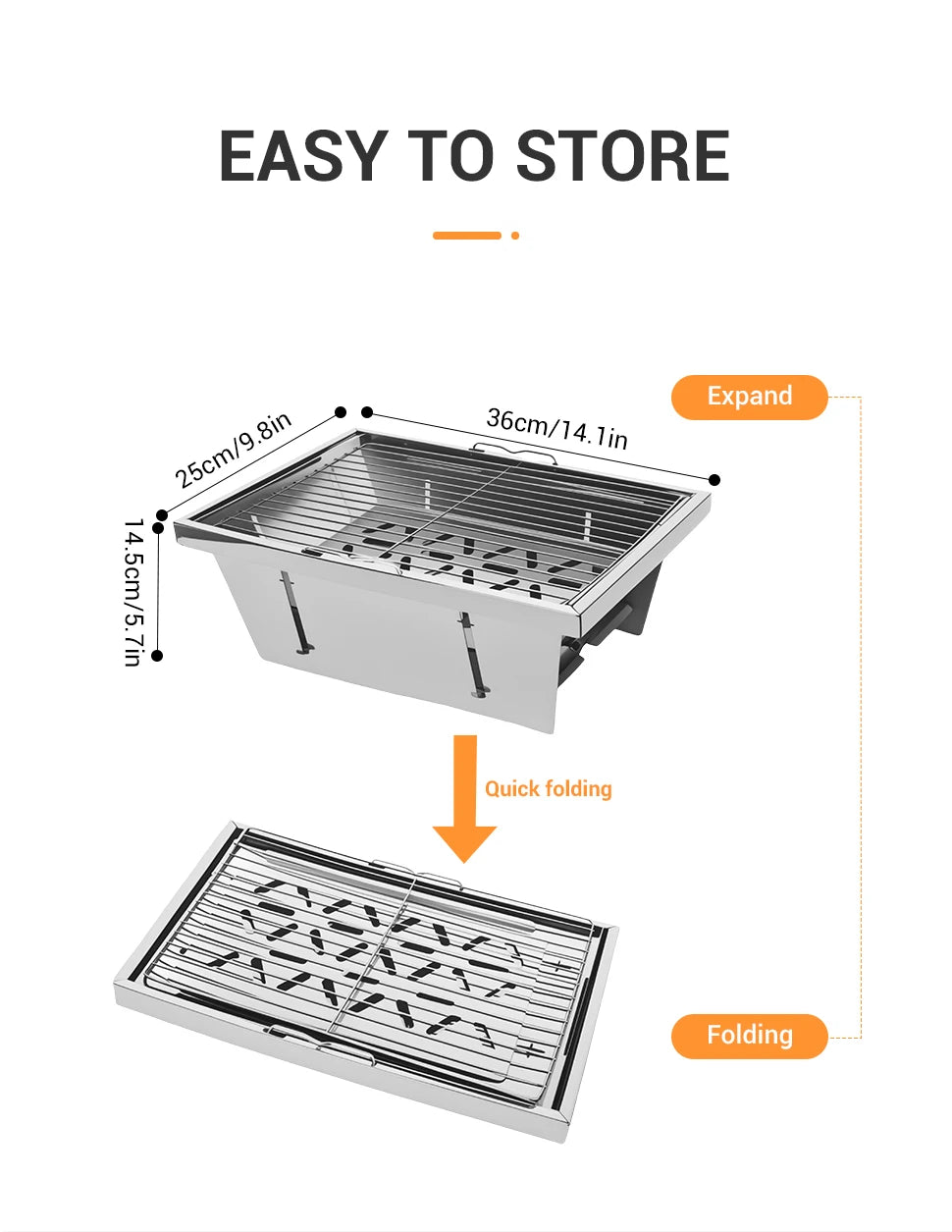 WESTTUNE IGT Barbecue Grill Folding Charcoal Firewood Stove Heater Portable Camping Picnic Cookware Stainless Steel BBQ Rack
