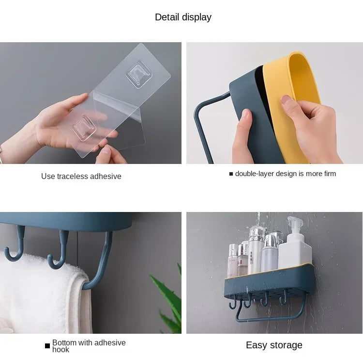 Bathroom Floating Wall - Mounted Shelves, Shower Hanging Basket