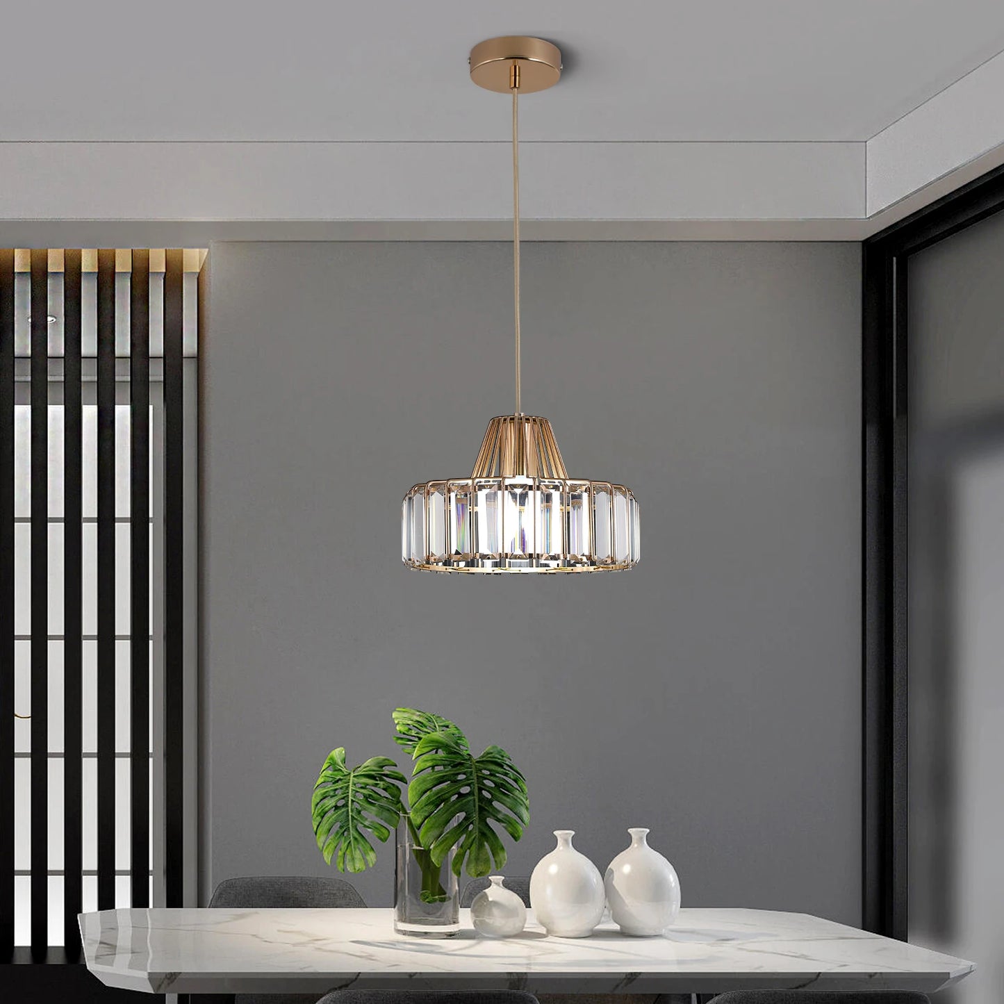 Crystal Pendant Light Modern Chandelier E27/E26 Bulb Luxury Hanging Ceiling Lamp Home Lustre Fixture Dining Table Kitchen Island