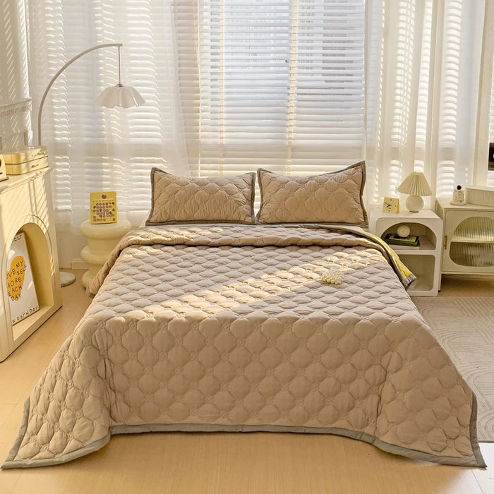 Quilted Bedspread Plaid Style Bed - Linen