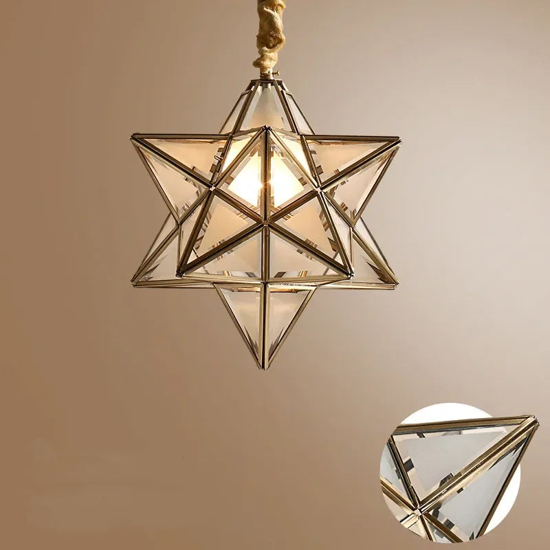 Simple Bedroom Creative Personality Glass/copper Star Chandelier Lamps