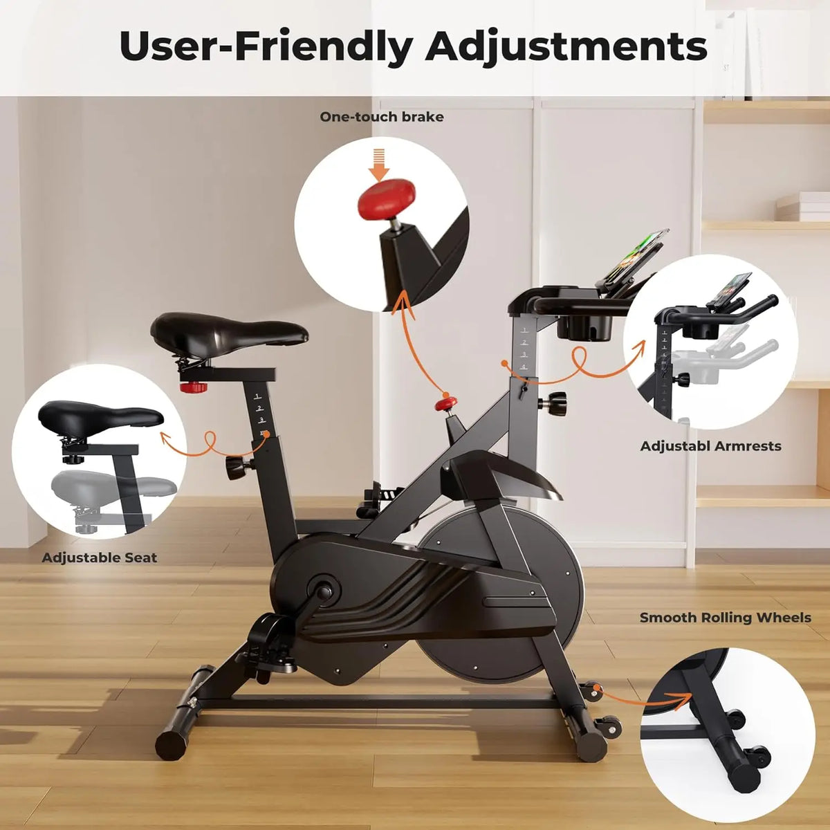 Superun Exercise Bike Home Ergometer Exercise Bike with Adjustable Magnetic Resistance Indoor Bicycle LCD Display 100 kg Load Capacity