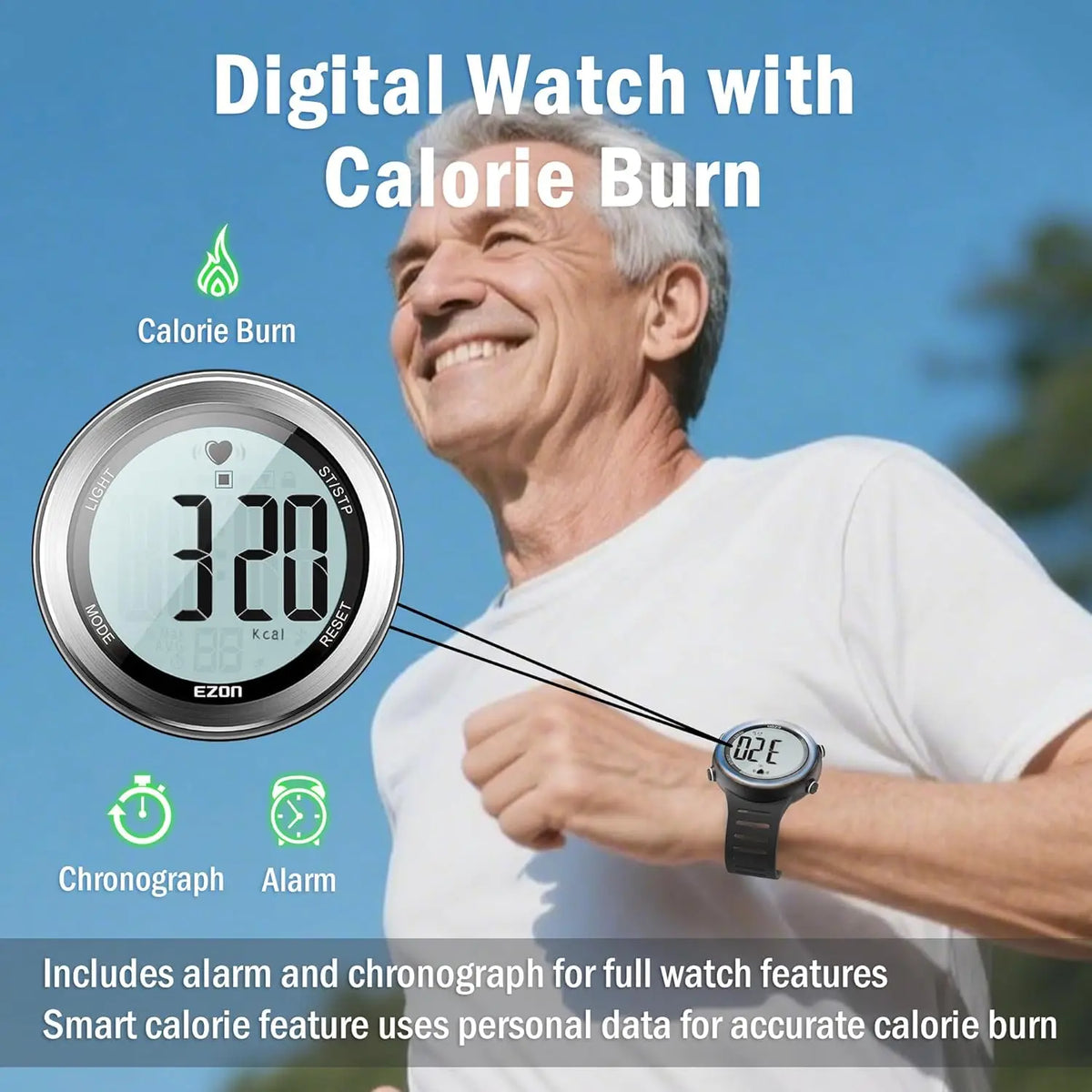 50M Waterproof Heart Rate Monitor Sport Fitness Watch Men Women Outdoor Cycling Sport Wireless With Chest Strap Heart Rate