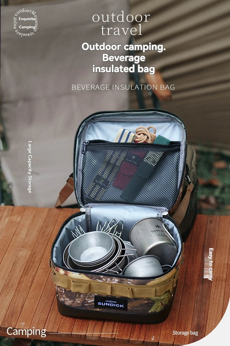 Large Picnic lce Bag 900D Cloth Camping Travel Organizer Waterproof Thermal Lunch Box for Camping BBQ Family Outdoor Activities