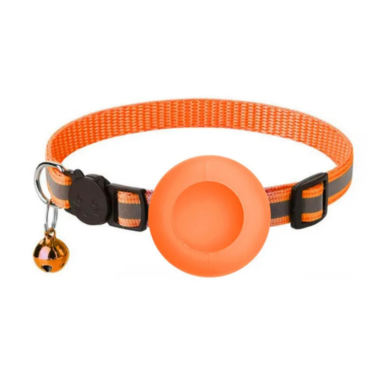 Airtag Cat Collar, Reflective Breakaway Safety Buckle with Bell, Adjustable Anti-Lost GPS Collar Holder for Kittens Puppies