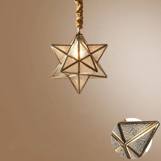 Simple Bedroom Creative Personality Glass/copper Star Chandelier Lamps